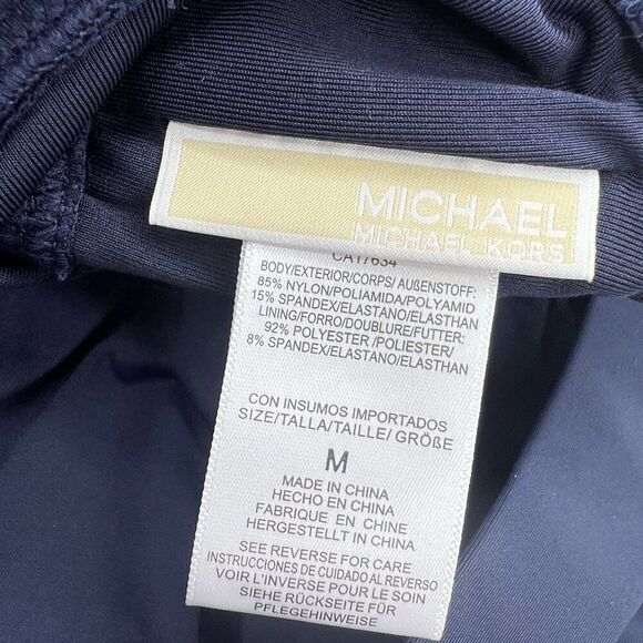 Michael Michael Kors Babydoll Tankini Top Navy Medium | Underwire Swimsuit Suppo - Picture 11 of 13